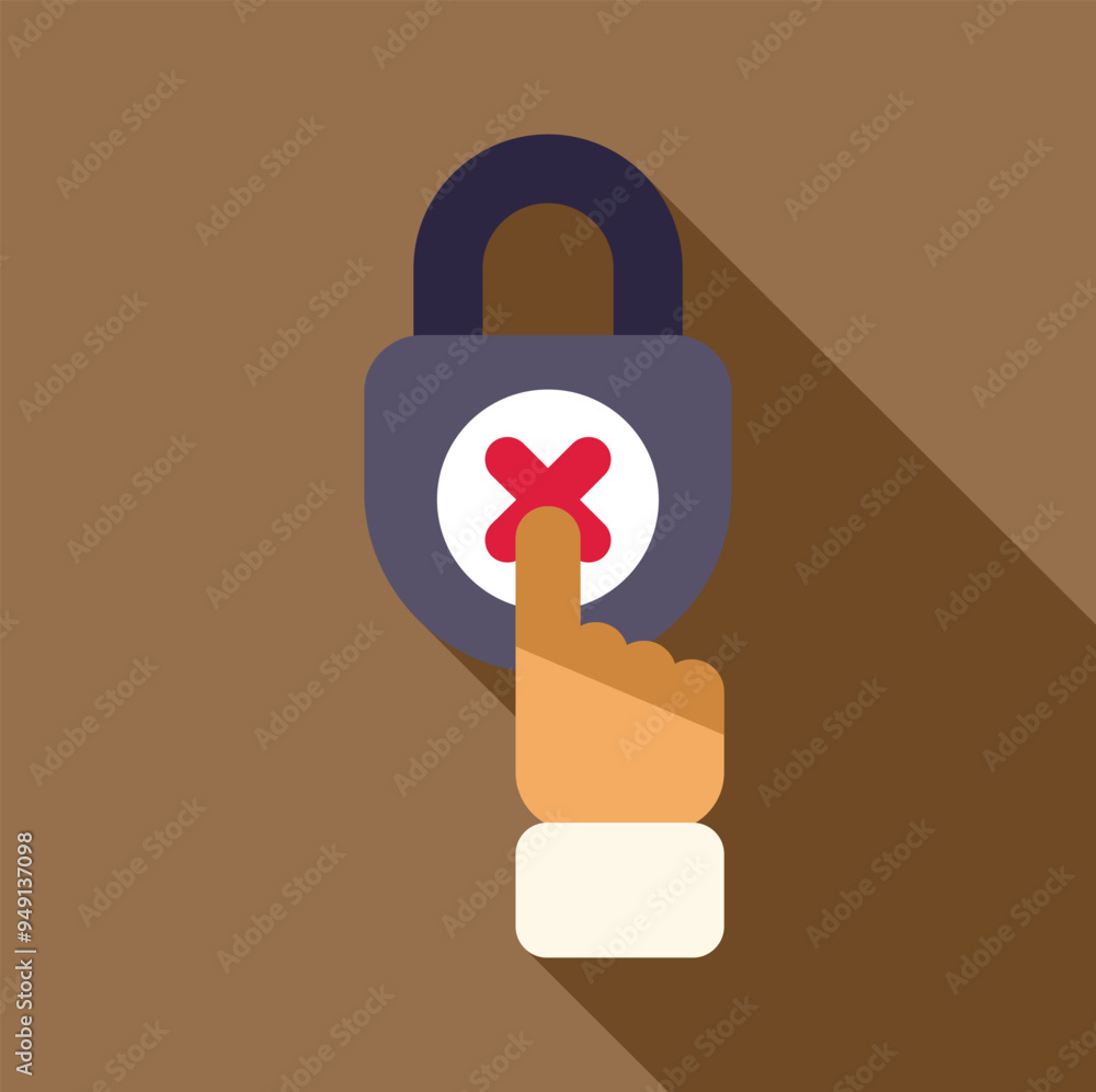 Aufkleber concept of security breach with a businessman pressing a red cross button on a lock
