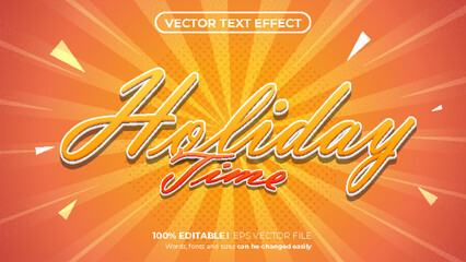 Vector holiday time editable 3d text effect template with cartoon gradient background