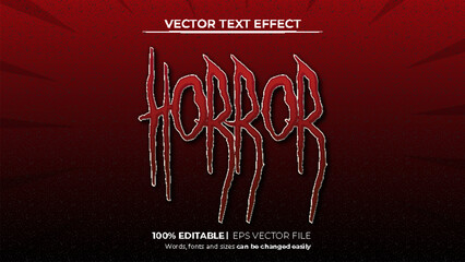 Horor 3d comic style Editable vector text effect with red background