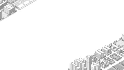 俯瞰から見た立体の街並みベクターイラスト