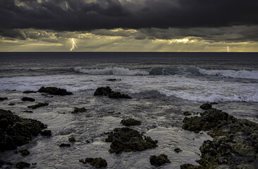 Lightning storm over the ocean 