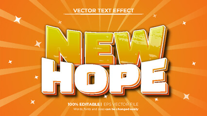 Editable text effect new hope 3d Cartoon template style premium vector