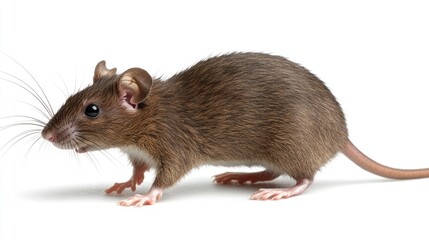 A brown rat on a white background. Perfect for illustrating articles about pests or rodents.