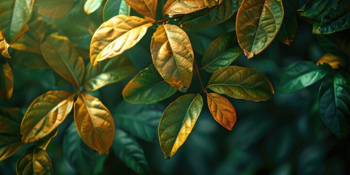 Close up of leaves from the chacrona tree known as psychotria viridis chacruna chacrona or chaqruy for making Santo Daime and Ayahuasca