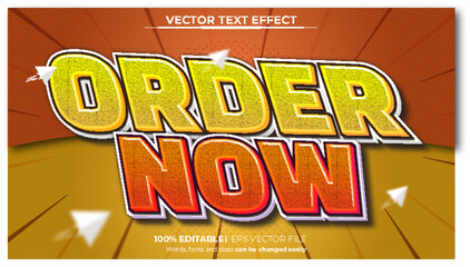 Vector order now bold 3d editable text effect style