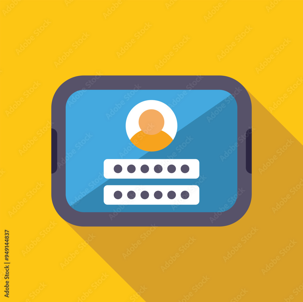 Poster mobile phone is displaying user profile with login and password form for website or application
