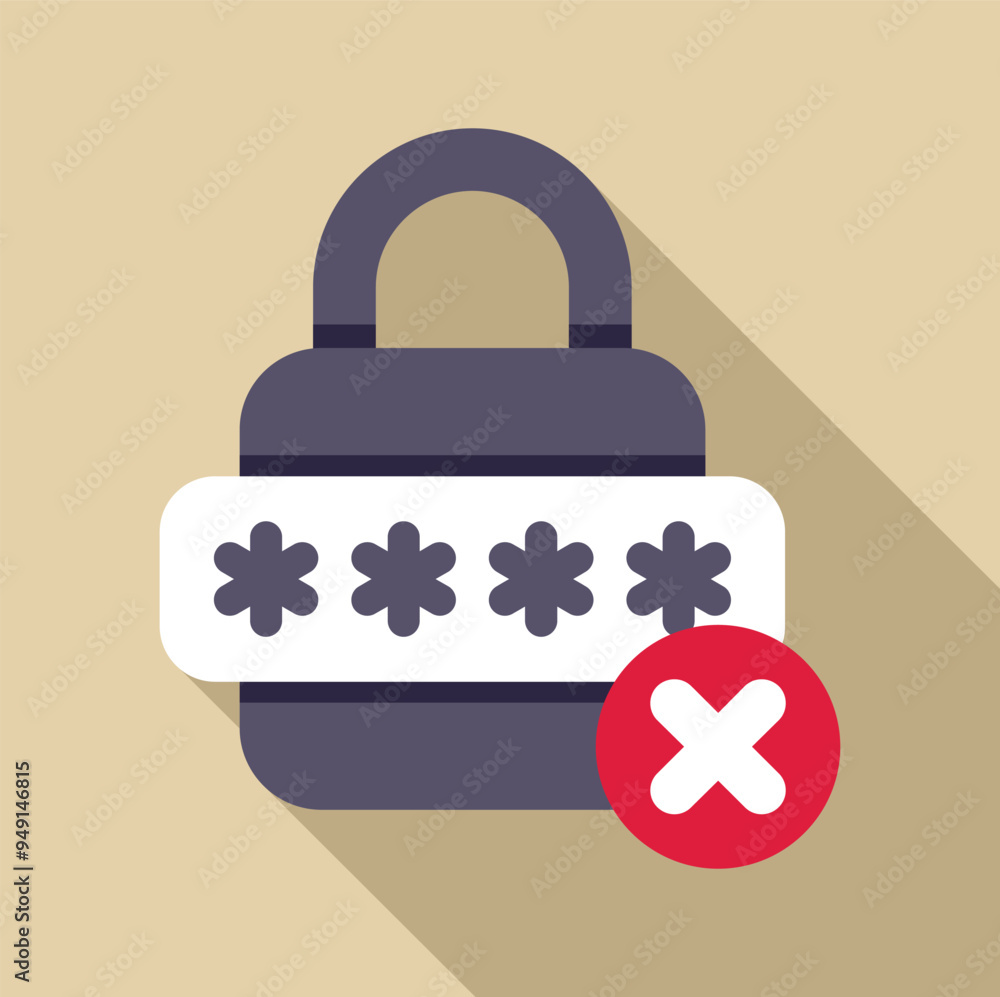 Poster padlock is showing a wrong password with a cross mark