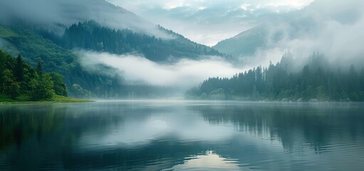 Fototapeta premium Misty Mountain Lake