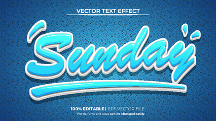 Editable cartoon text effect sunday font style