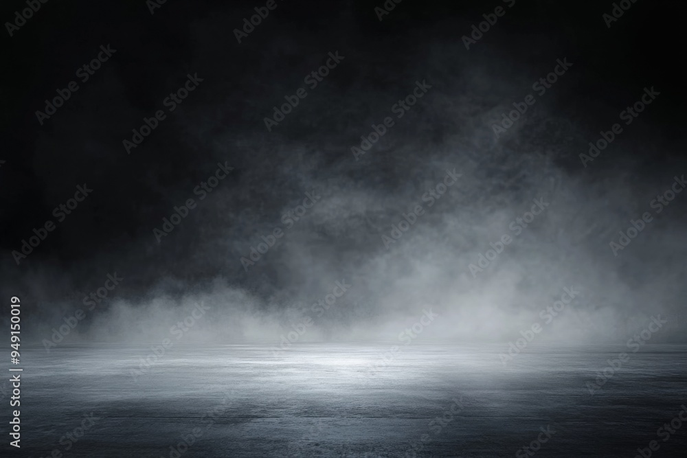 Poster abstract dark background with smoke and fog on empty concrete floor, ideal for product presentation 