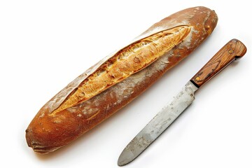 Bread knife on white background