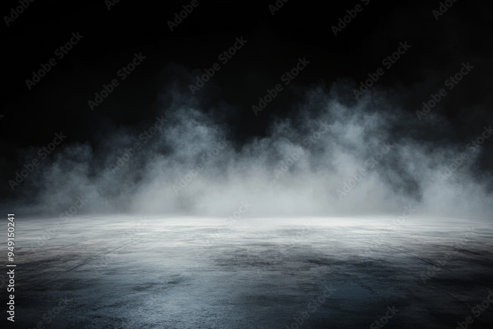 Poster abstract dark background with smoke and fog on empty concrete floor, ideal for product presentation 