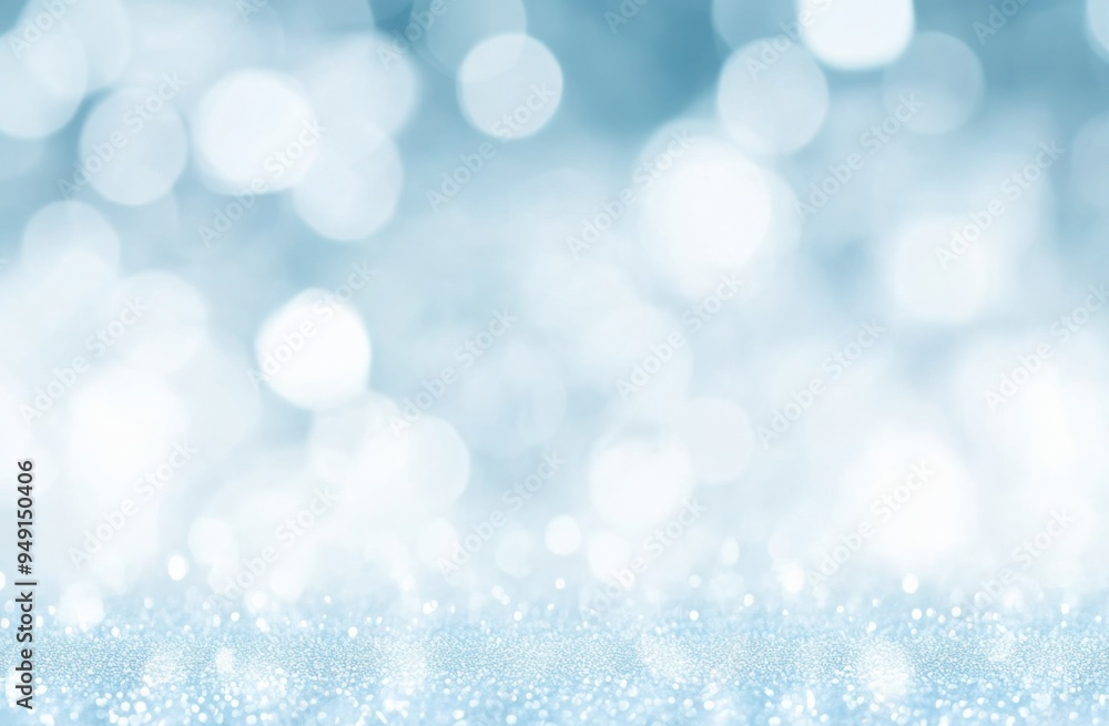 Poster abstract light blue background with bokeh lights and white space for text, featuring fine details an