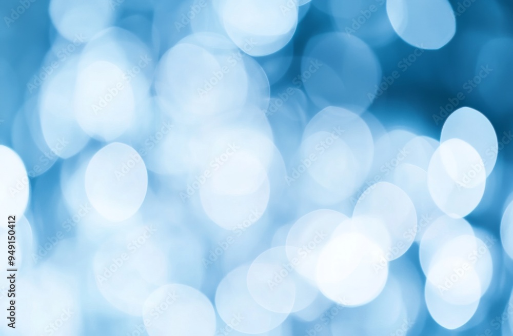 Poster abstract light blue background with bokeh lights and white space for text, featuring fine details an