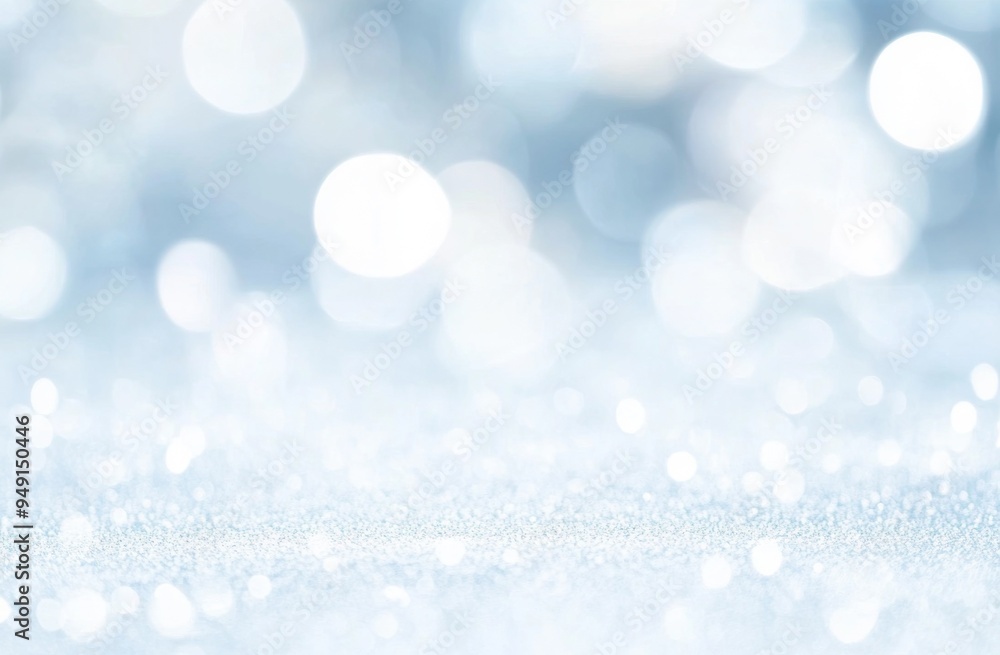 Poster abstract light blue background with bokeh lights and white space for text, featuring fine details an