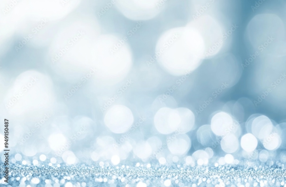 Poster abstract light blue background with bokeh lights and white space for text, featuring fine details an