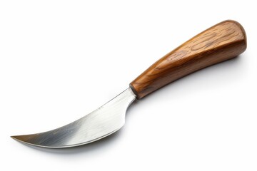 Fototapeta premium Cheese knife with wooden handle on white background