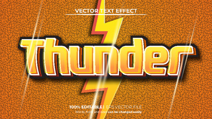 Vector 3d thunder sparkle text style effect template editable text effect