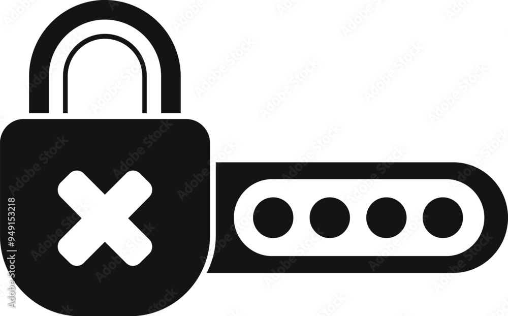 Poster simple icon of a padlock with an incorrect password being entered