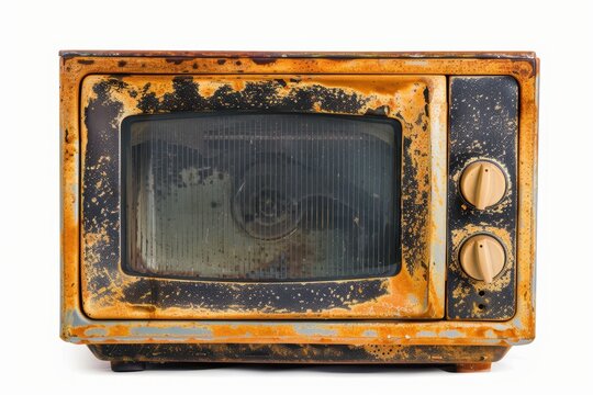 Isolated old microwave with background removed