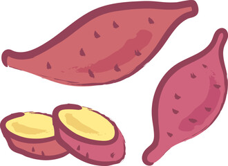 サツマイモのイラストセット3