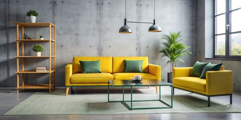 Sober minimalism industrial chic statement furniture bold colors