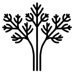 Obraz premium A detailed, minimalist design of a tree with carefully crafted branches, ideal for use in artistic projects or as a unique decorative element in various settings. Cilantro food.