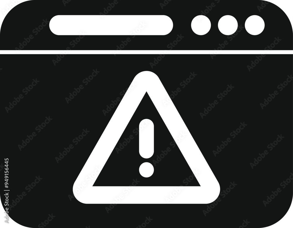 Poster simple vector icon of an internet browser window displaying a warning message