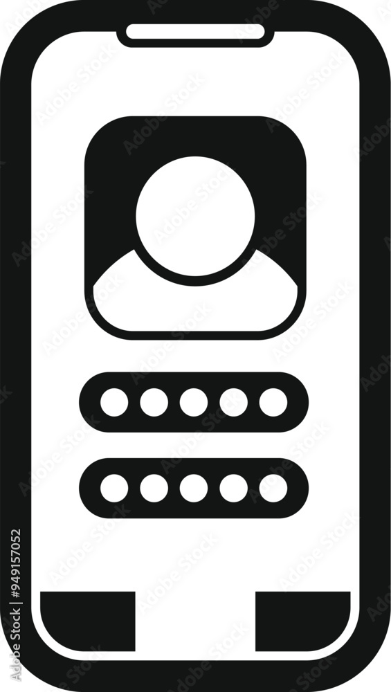 Poster simple vector icon representing the concept of user authentication on a smartphone