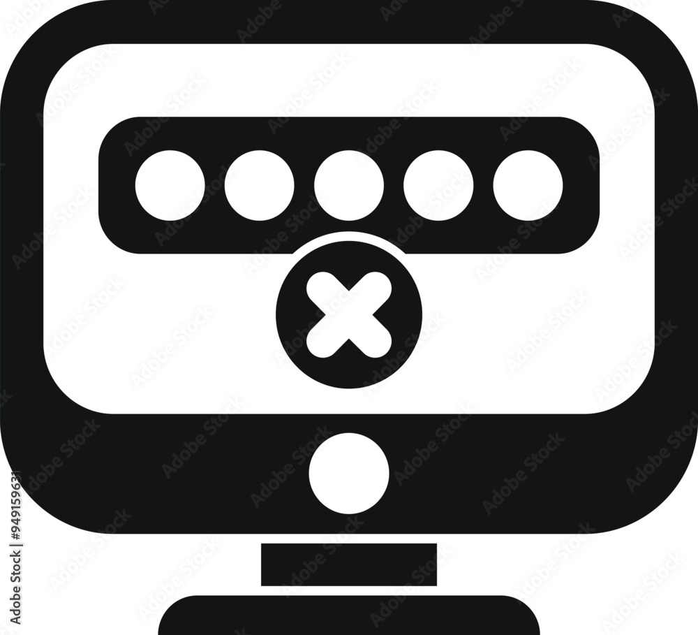 Poster simple icon of a computer screen displaying a wrong password attempt