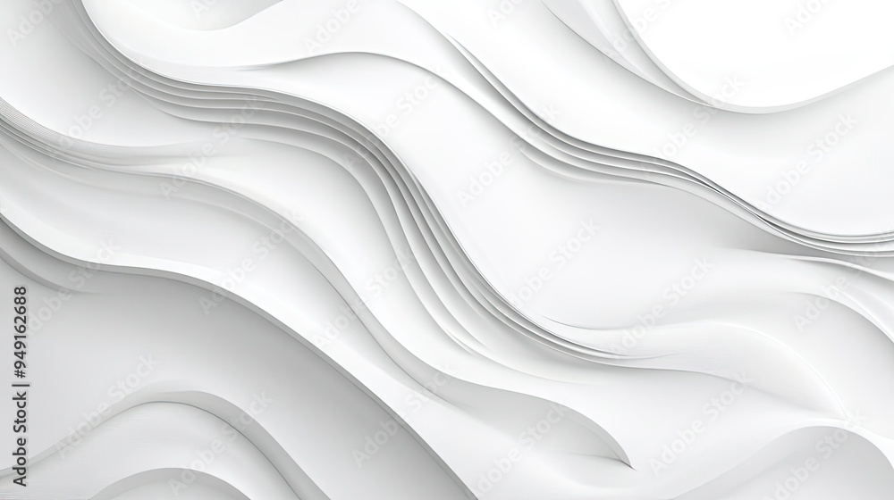 Poster wavy lines in varying thicknesses on a white background, presenting an abstract and artistic minimal