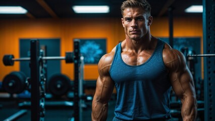 muscular fitness model at the gym