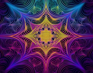 Intricate Geometric Fractals Abstract Digital Symmetry in Complex Mathematical Patterns