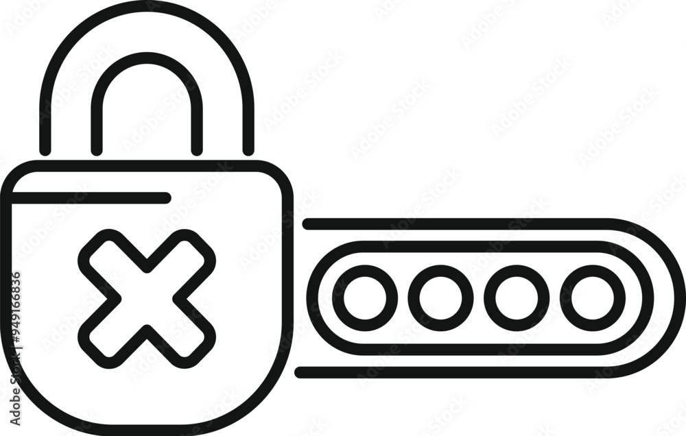 Poster simple padlock icon with a cross showing wrong password attempt