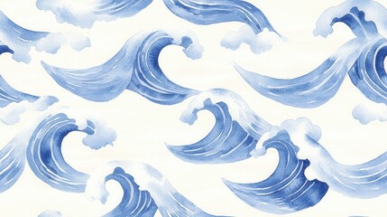 A vibrant pattern of blue waves, beautifully illustrating the movement of water, perfect for marine-themed designs.