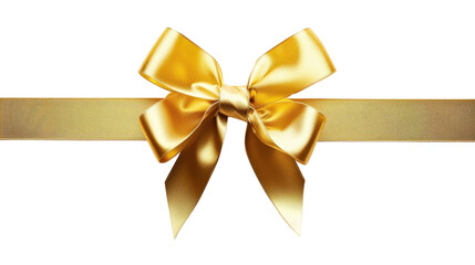 Gold ribbon and bow isolated on white background