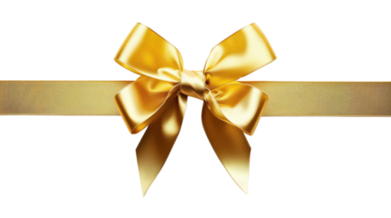Gold ribbon and bow isolated on white background