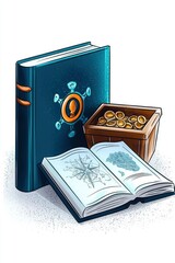 Open Book, Treasure Chest and a Book of Secrets