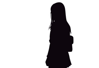 髪の長い女子高生のシルエット