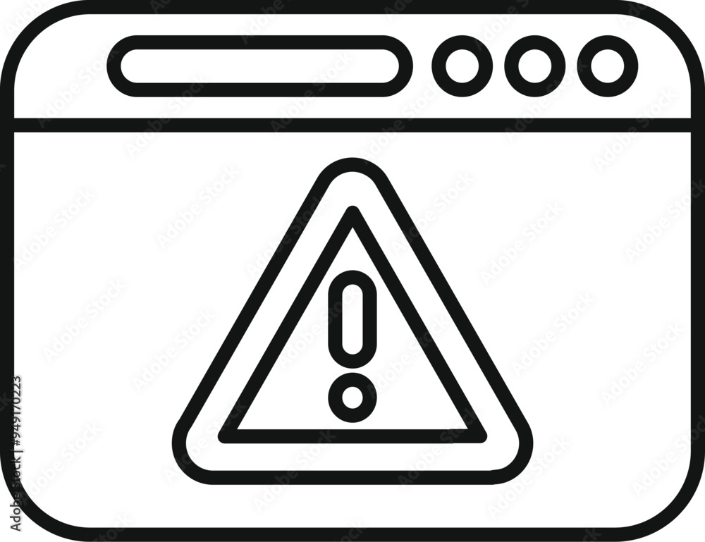 Poster website security alert warning attention error message with exclamation mark symbol in triangle on w