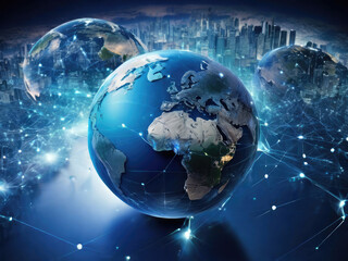 Fototapeta premium Modern wireless social network connection concept background.