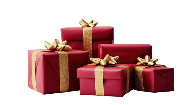 Gift Christmas red boxes isolated on white background