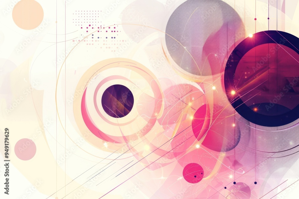 Poster Abstract design featuring interconnected circles and lines