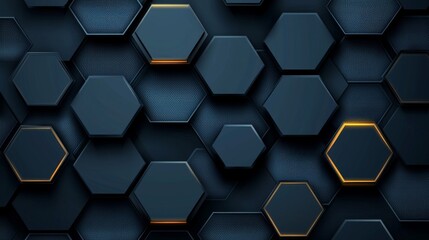 Abstract Dark Hexagon Pattern with Glowing Edges
