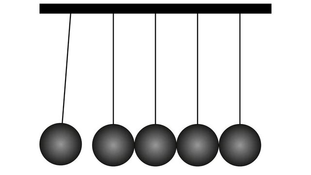 Newton's Cradle balls in Physics. Balancing balls. Video Animation 4K.