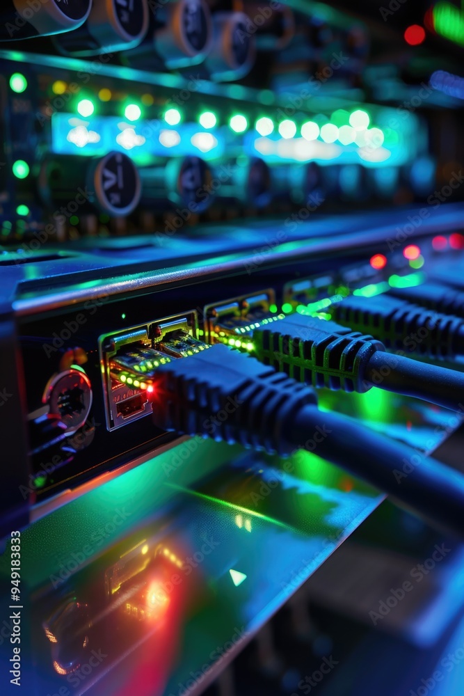 Poster a compact view of a bundle of wires on a metal rack, ideal for use in illustrations about technology