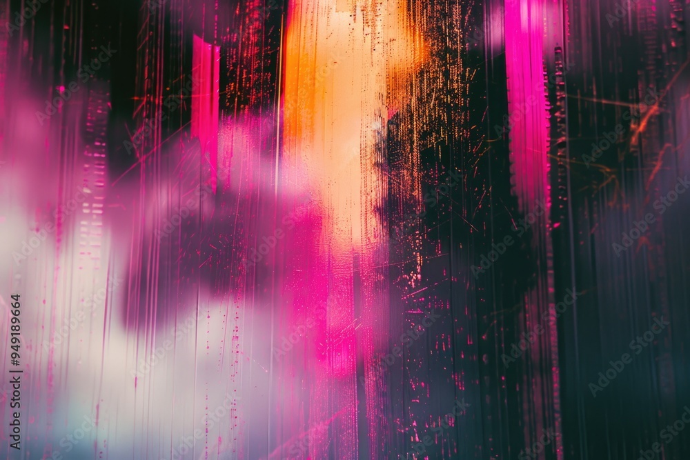 Poster A blurred image of a person standing in the rain, suitable for use in weather-related or urban-themed projects