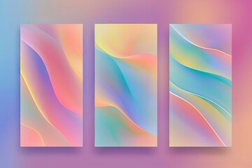 Fototapeta premium Three vertical banners with vibrant colored waves