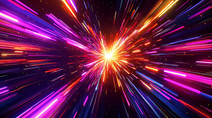 Pink and Blue Neon Light Streaks in Dynamic Space Burst