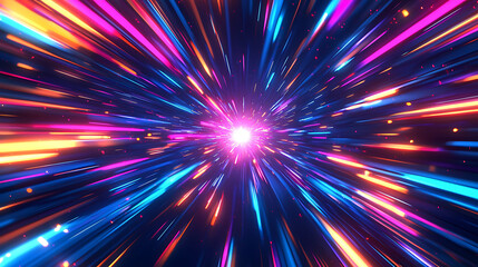 Vibrant Neon Streaks of Light in Futuristic Burst